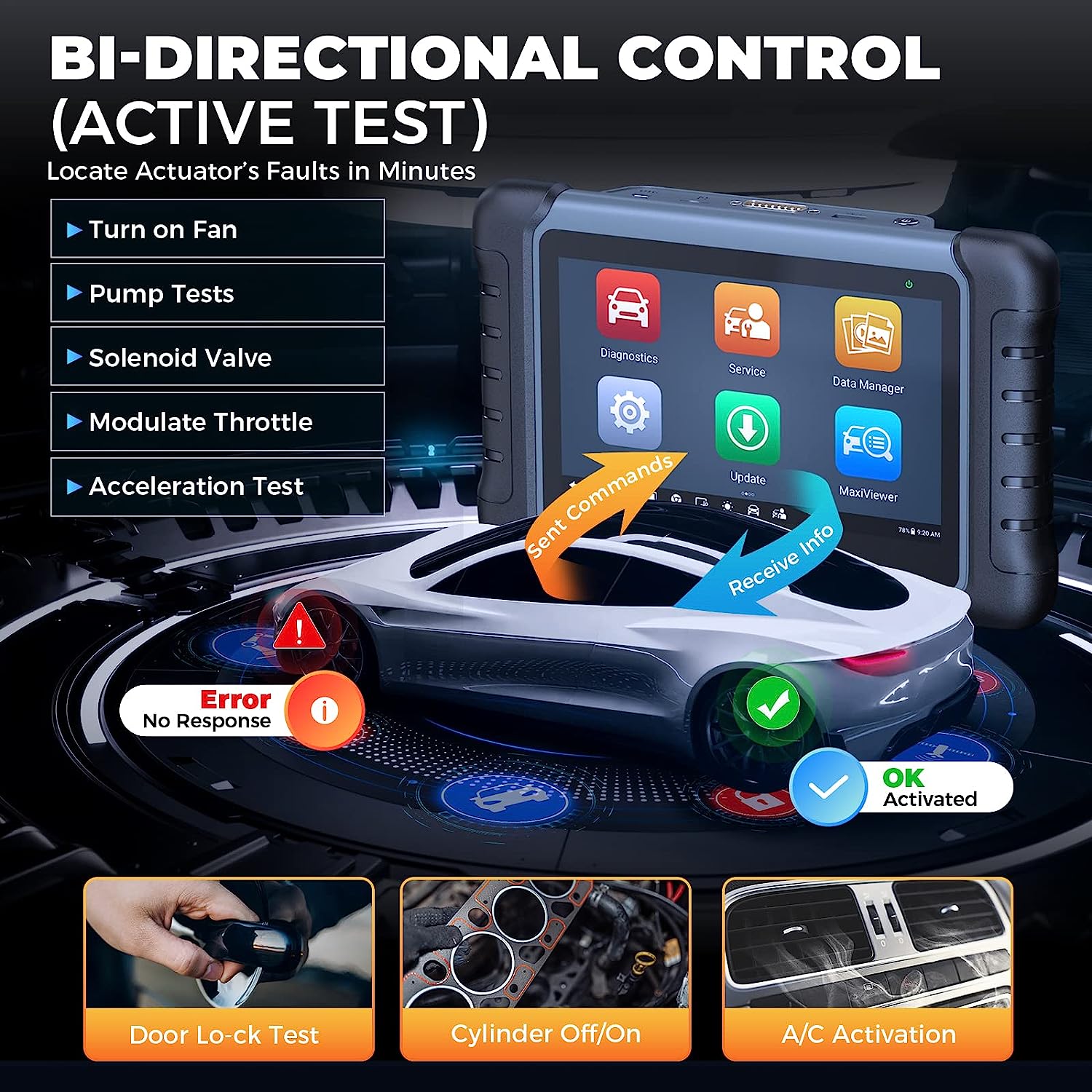 Autel [2 Year Free Update] Autel MaxiPRO MP808 Car Diagnostic Scan Tool ECU Coding, Guided Functions, 30+ Service FCA Support
