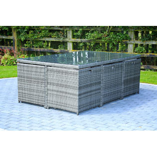 Moda Furnishings 11-piece Outdoor Dining Set With Cushions Wicker Furniture