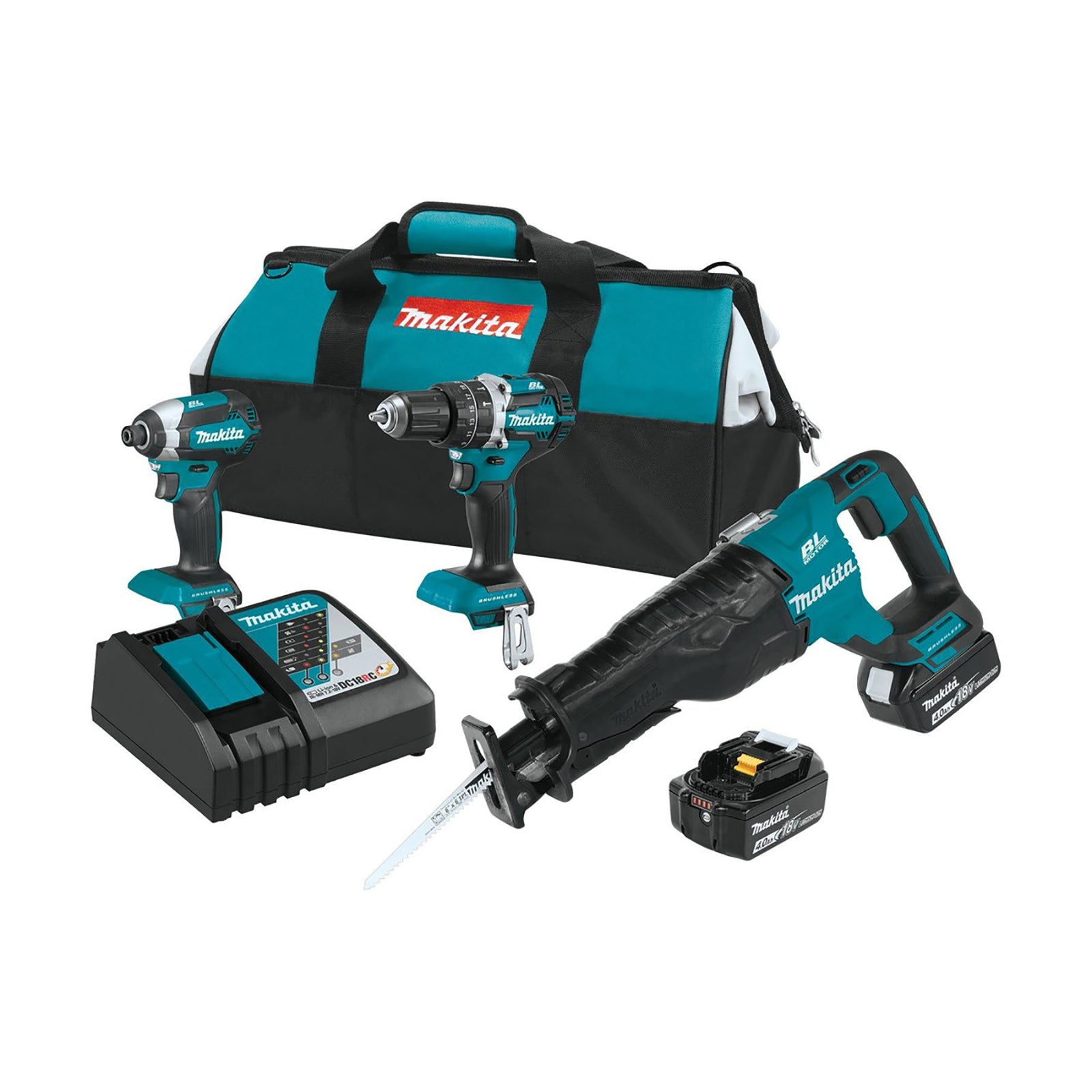 Makita XT328M 18V LXT Brushless Lithium-Ion 3-Tool Cordless Combo Kit (4 Ah)