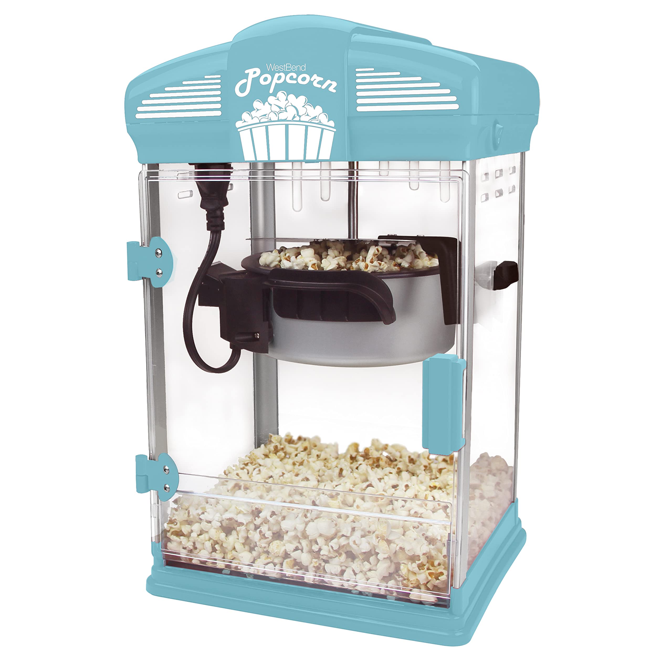 West Bend Stir crazy Movie Theater Popcorn Popper, gourmet Popcorn Maker with Nonstick Popcorn Kettle, Measuring Tool and Scoop