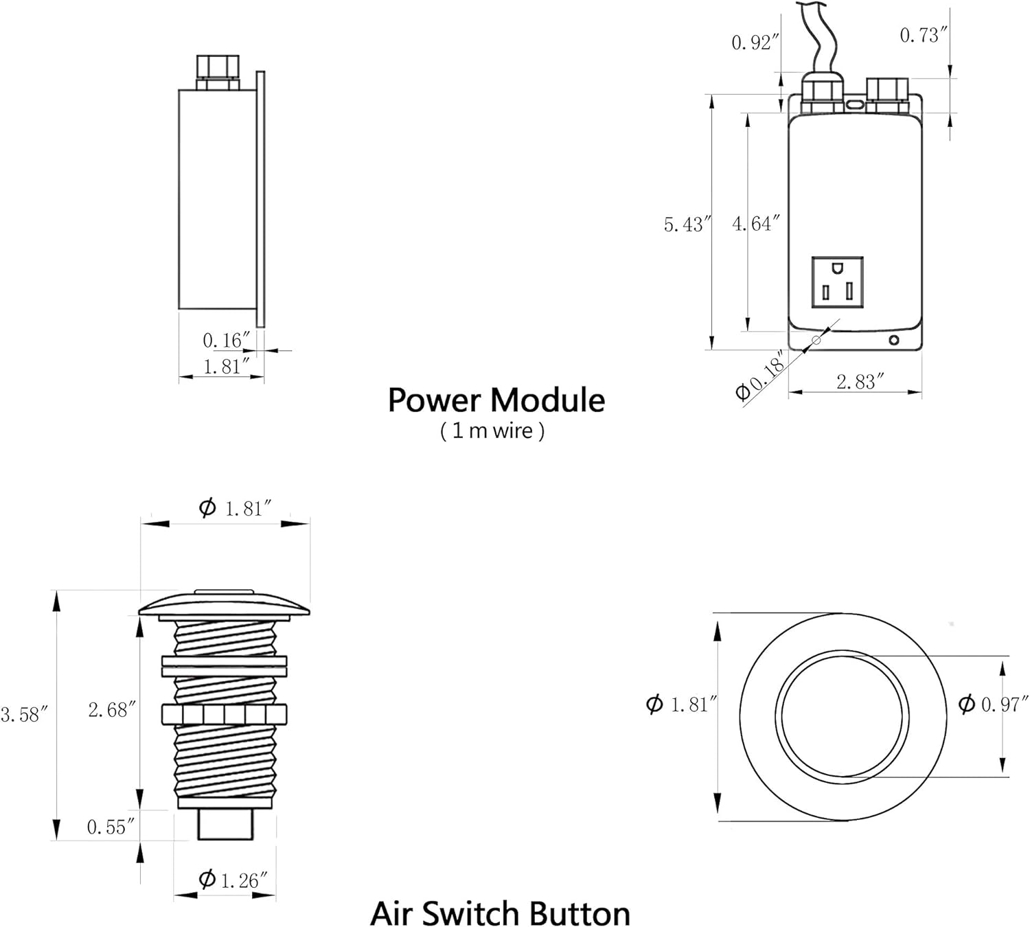 SINKINGDOM Air Activated Switch Button for Sink Garbage Disposal Part, Brushed Nickel
