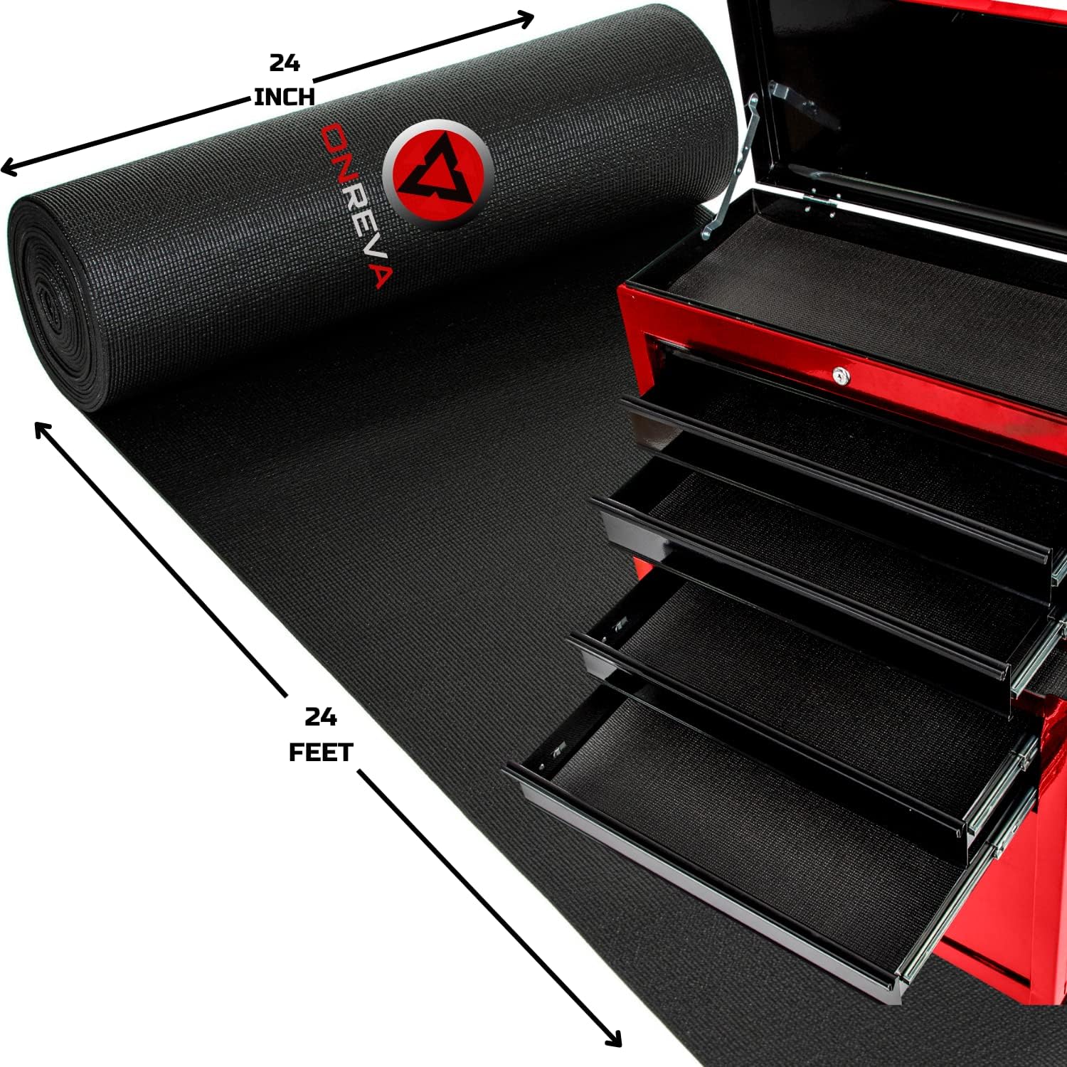 GUH Co. &a; ONREVA ONREVA Tool Box Liner, Professional Toolbox Drawer Liners 24 inch Wide x 24 ft Large, Rolling Tool Chest Liner Roll, Shelf Rubb
