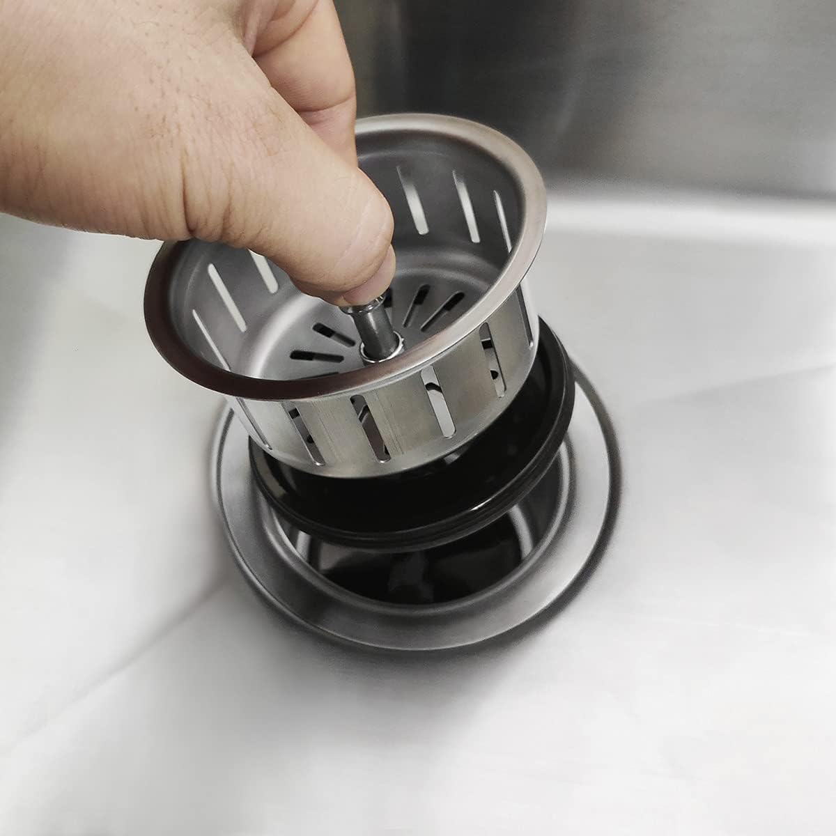 GZILA Garbage Disposal Flange and Basket Strainer Stopper, Extended Deep Flange Fit 3-1/2 Inch Standard Sink Drain Hole, Brushed Nick