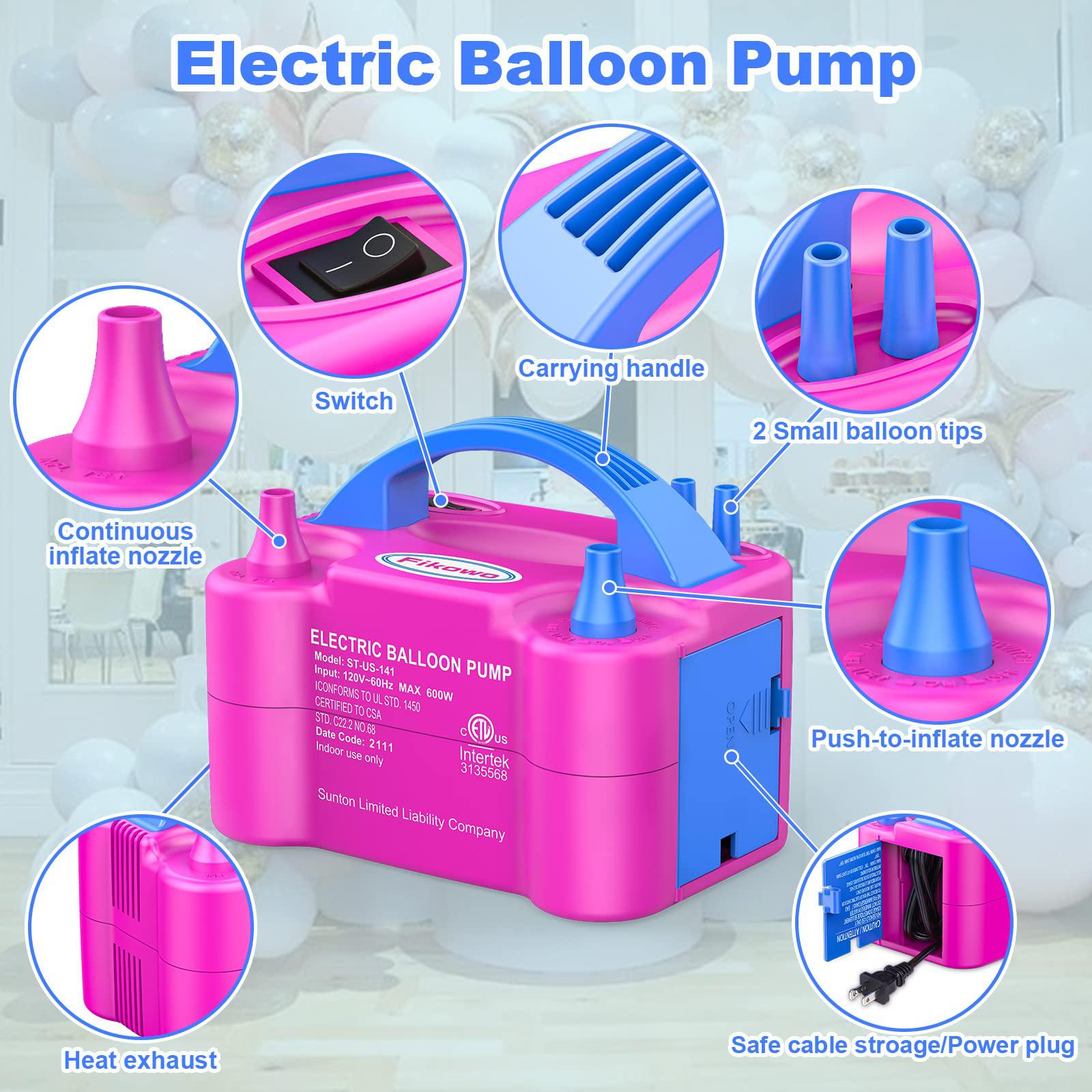 fikowo electric air balloon pump - portable dual nozzle electric balloon inflator blower for party decoration?110v, 600w, ros