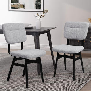 Subrtex Metal Dining Chair With Fabric Upholstered Seat (Set of 2)