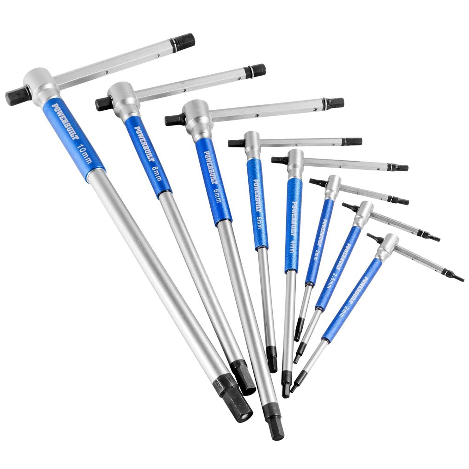 GCP Products 8 Pc Metric T-Handle Hex Allen Key Wrench Set W/ Speed Sleeves For Fast Spinning Action, Sliding Top Handle For T Or L Shape,…