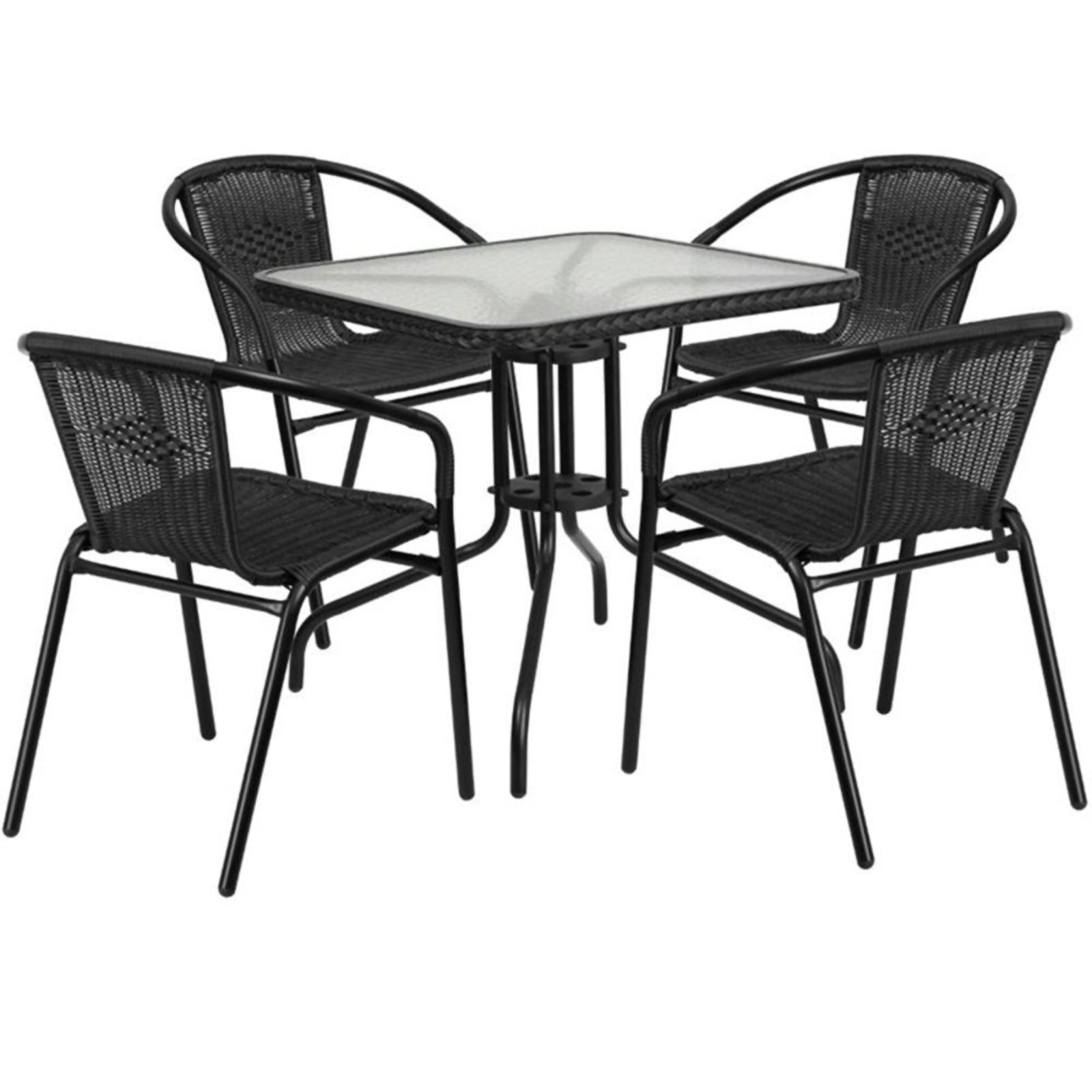 Flash Furniture Square 5pc. Glass Metal Dining Set - Black