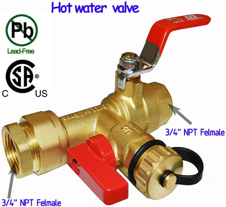 HQMPC Tankless Water Heater Isolation Valves Tankless Water Heater Flush Kit Lead Free Tankless Valve Kit 3/4