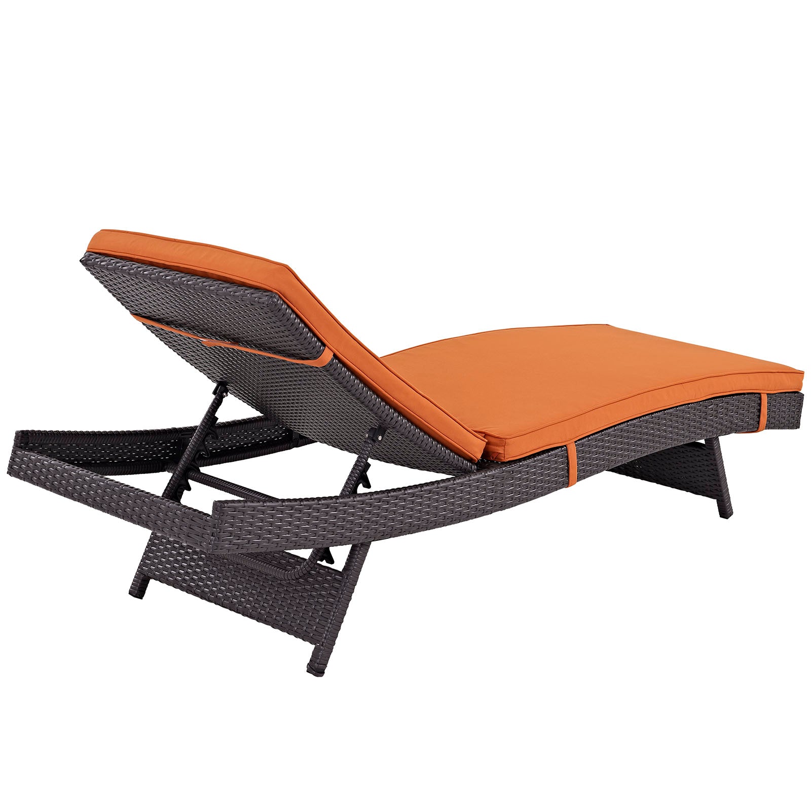 LexMod Convene Chaise Outdoor Patio Set of 4 in Espresso Orange