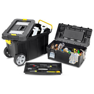 Gymax 2-in-1 Rolling Tool Box Set Mobile Tool Chest Storage Organizer Portable Black