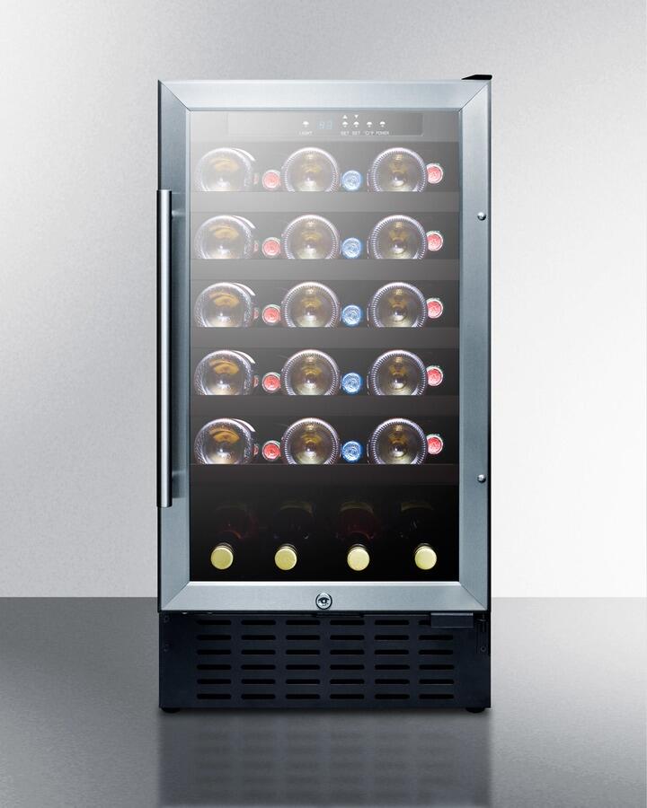 Summit SWC1840BCSS 18 Commercially Approved Wine Cooler with 3.3 cu. ft. Capacity  Digital Thermostat  Factory Installed Lock  i