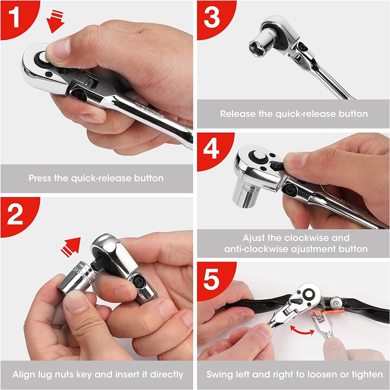 GCP Products 2Pc Flex Head Ratchet Set 1/4