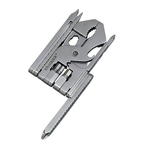 Swiss Tech pocket multi-tool kit, (22-in-1) tool with wrenches, allen drivers, hand drill and more, solid steel construction, polished s