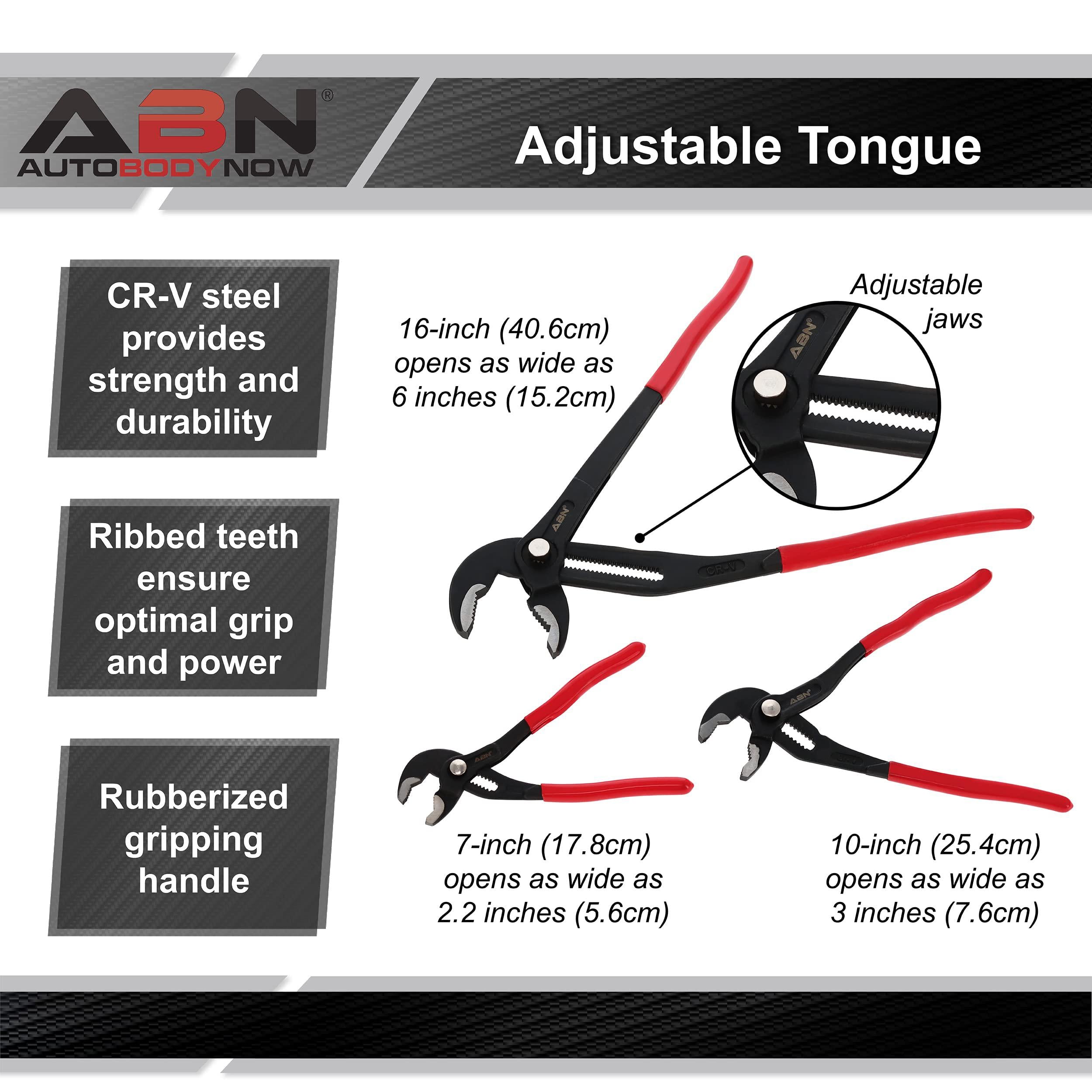 abn large slip joint pliers - 3 piece alligator pliers set with 7, 10, and 16in length for plumbing auto and heating