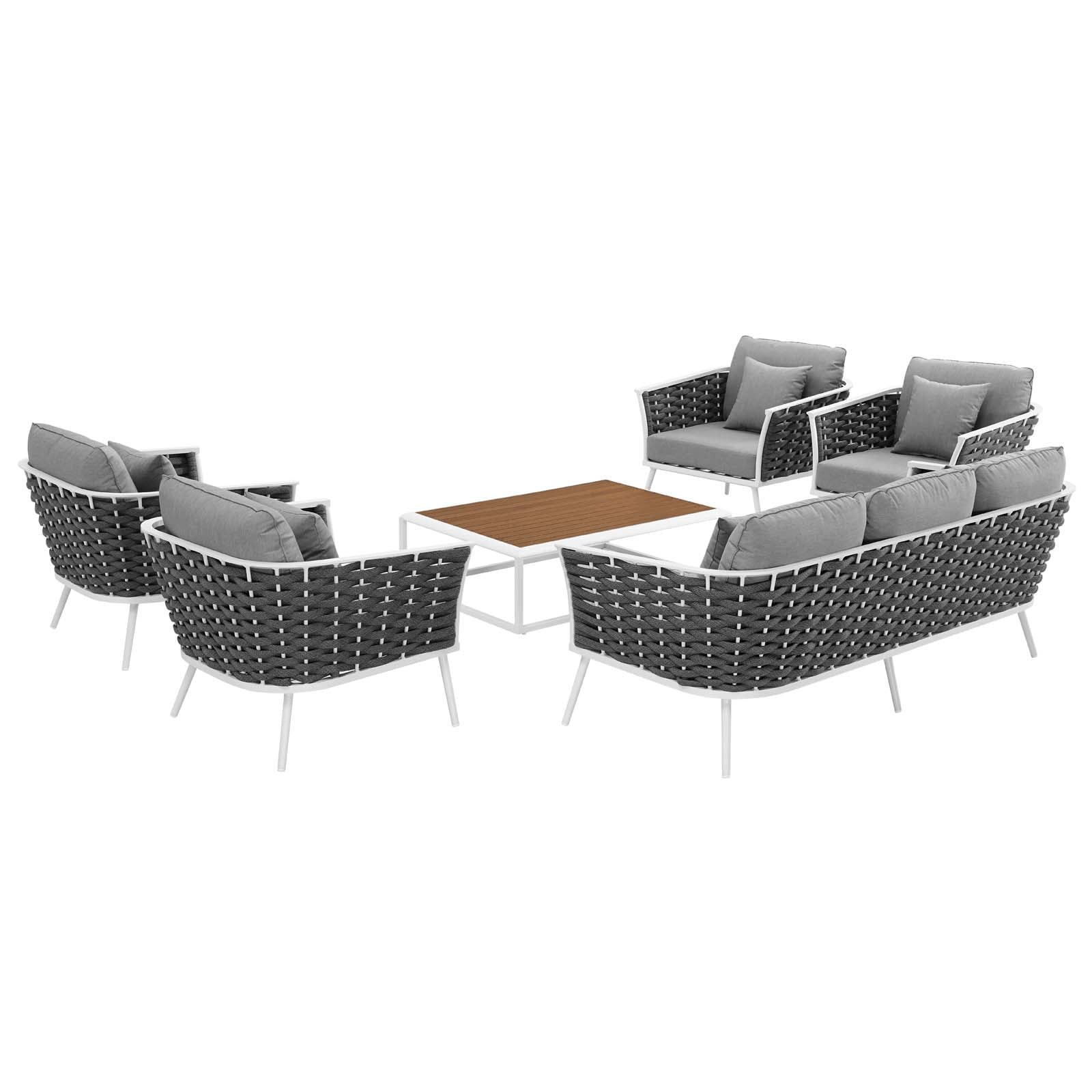 Modway Stance 6 Piece Outdoor Patio Aluminum Sectional Sofa Set