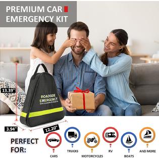 Adakiit Car Emergency Kit,24 in 1 Multifunctional Roadside Assistance Auto Safety Kit,First Aid Kit,Jumper Cables,Tow Rope,Triangle
