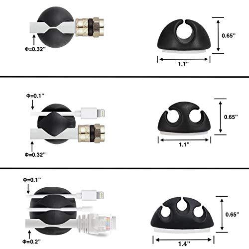 ohill cable clips,16 pack black adhesive cord holders, ideal cable cords management for organizing cable wires-home, office,