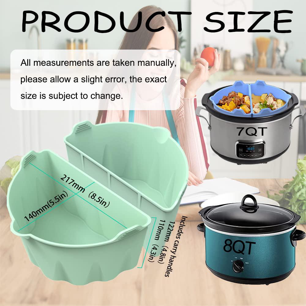 yf-tow slow cooker liners, silicone slow cooker divider liner fit 6-7 quart slow cooker, resistant to 464f, with silicone ins