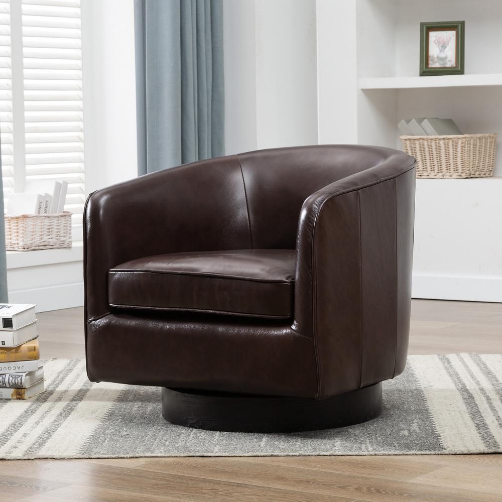 Comfort Pointe Turner Brown Top Grain Leather Swivel Chair