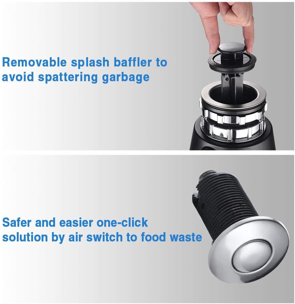 ZeHuoGe Garbage Disposal with Power Cord Black 1HP 3200 RPM, Continuous Feed Household Food Waste Disposer Under Sink with Over-current