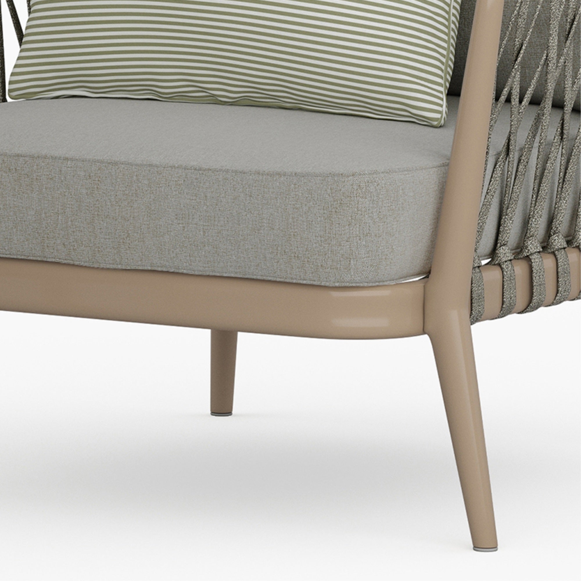 Simpli Home Belize Outdoor Conversation Chair Set of 2 in Sand Drift  Polyester Fabric