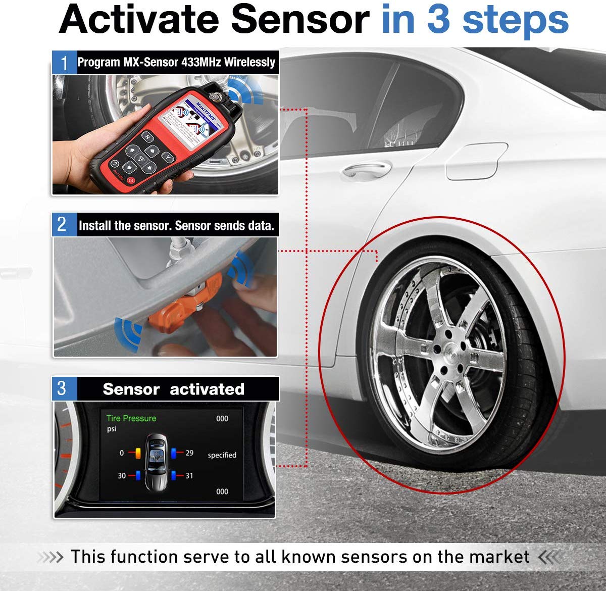 Autel TPMS Relearn Tool TS401 Tire Pressure Monitor Sensor TPMS Reset Tool Sensor Activation, Program, Key Fob Testing