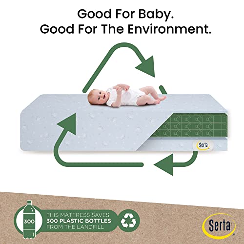 Serta Perfect Start Dual Sided Baby Crib Mattress &a; Toddler Mattress - Premium Sustainably Sourced Fiber Core - Waterproof - GRE