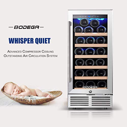 BODEGA 15 Inch Wine Cooler,Upgrade Wine Refrigerator 31 Bottle with Quiet Compressor Cooling Constant Temperature System Front V