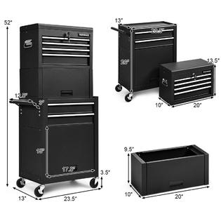 Gymax High Capacity 6-Drawer Rolling Tool Chest Storage Cabinet Toolbox Combo w/ Riser