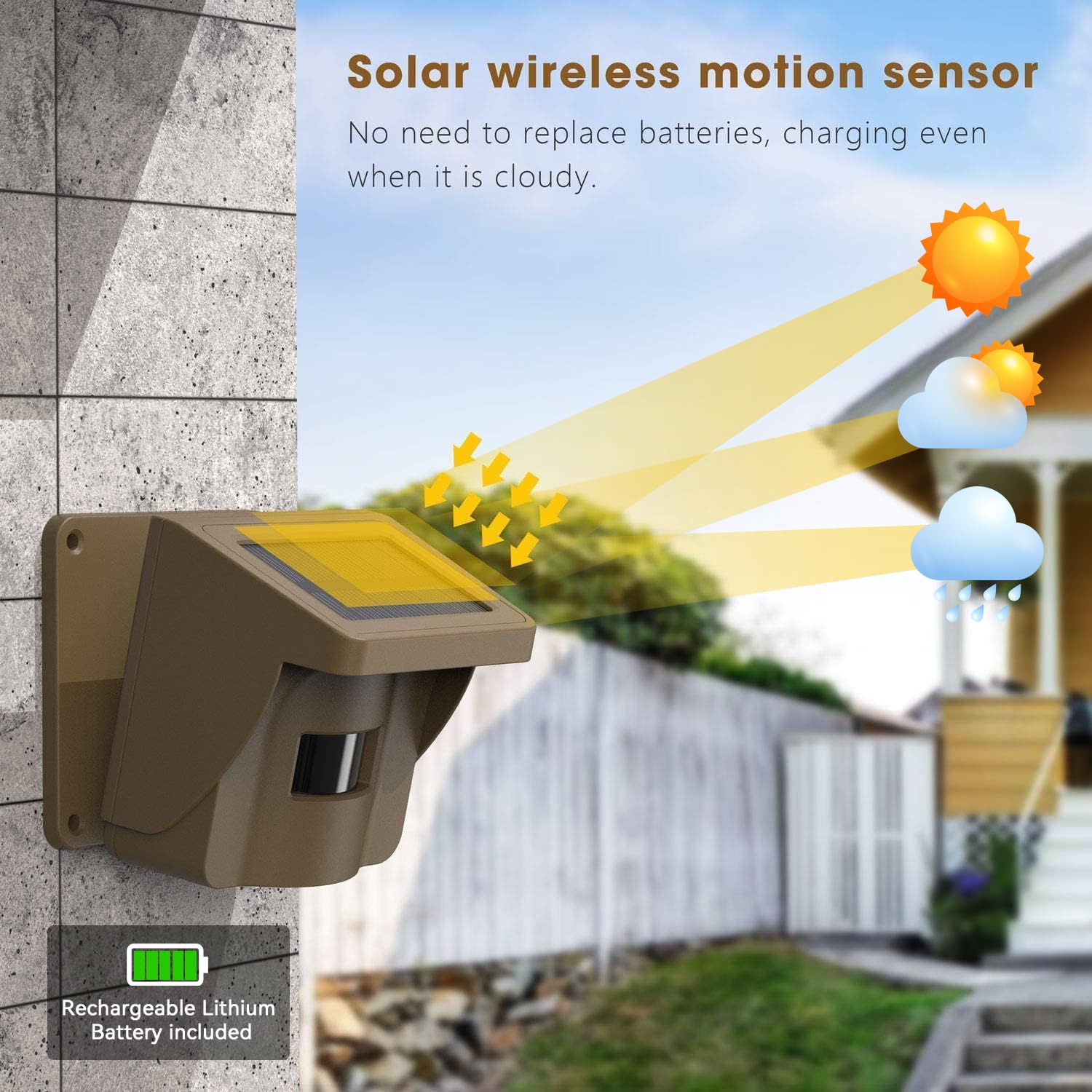 CAMCAMP 1/2 Mile Long Range Solar Wireless Driveway Alarm Outdoor Weather Resistant Driveway Sensor &a; Motion Detector Security A