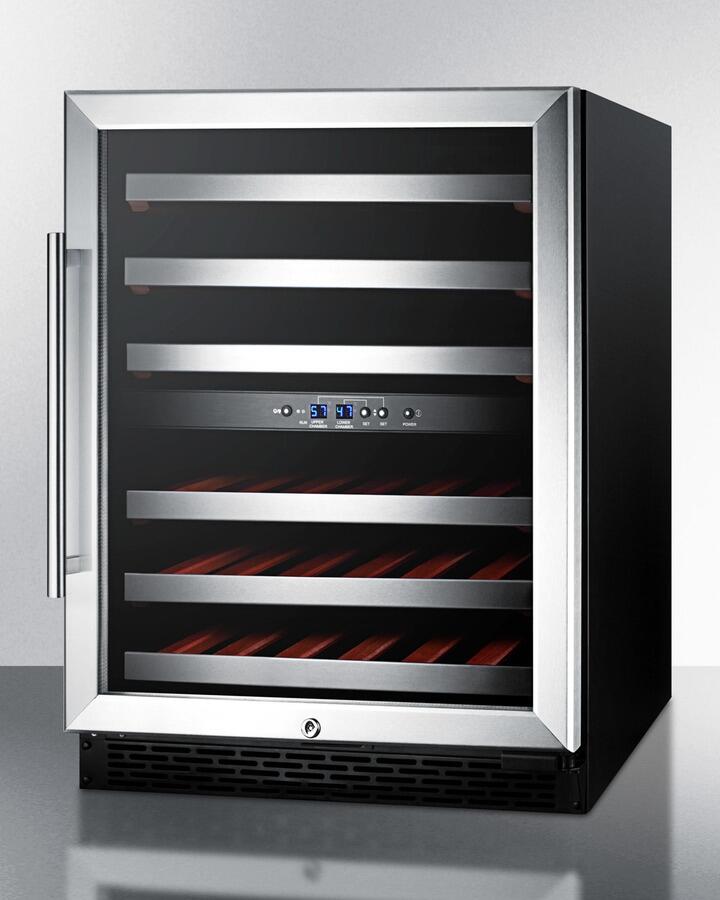Summit SWC530BLBISTADA 24 Wine Cooler with 46 Bottle Capacity  Digital Thermostat  Factory Installed Lock  in Stainless Steel