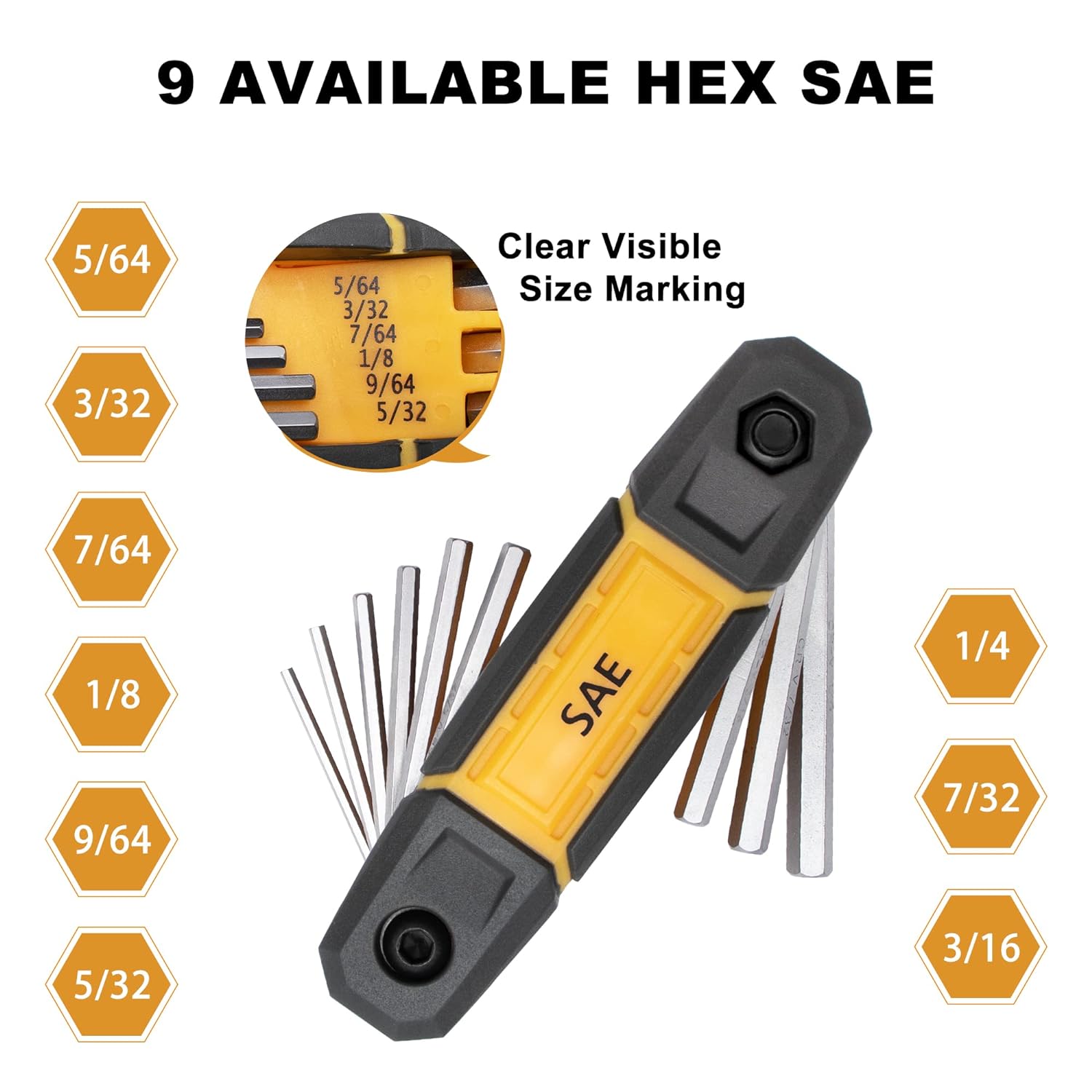 GCP Products 17Pcs Folding Allen Wrench Set | Metric &a; Standard Sae - Allen Key Set Tool | 2 Pack Portable Hex Key Set For Basic Home Repa…