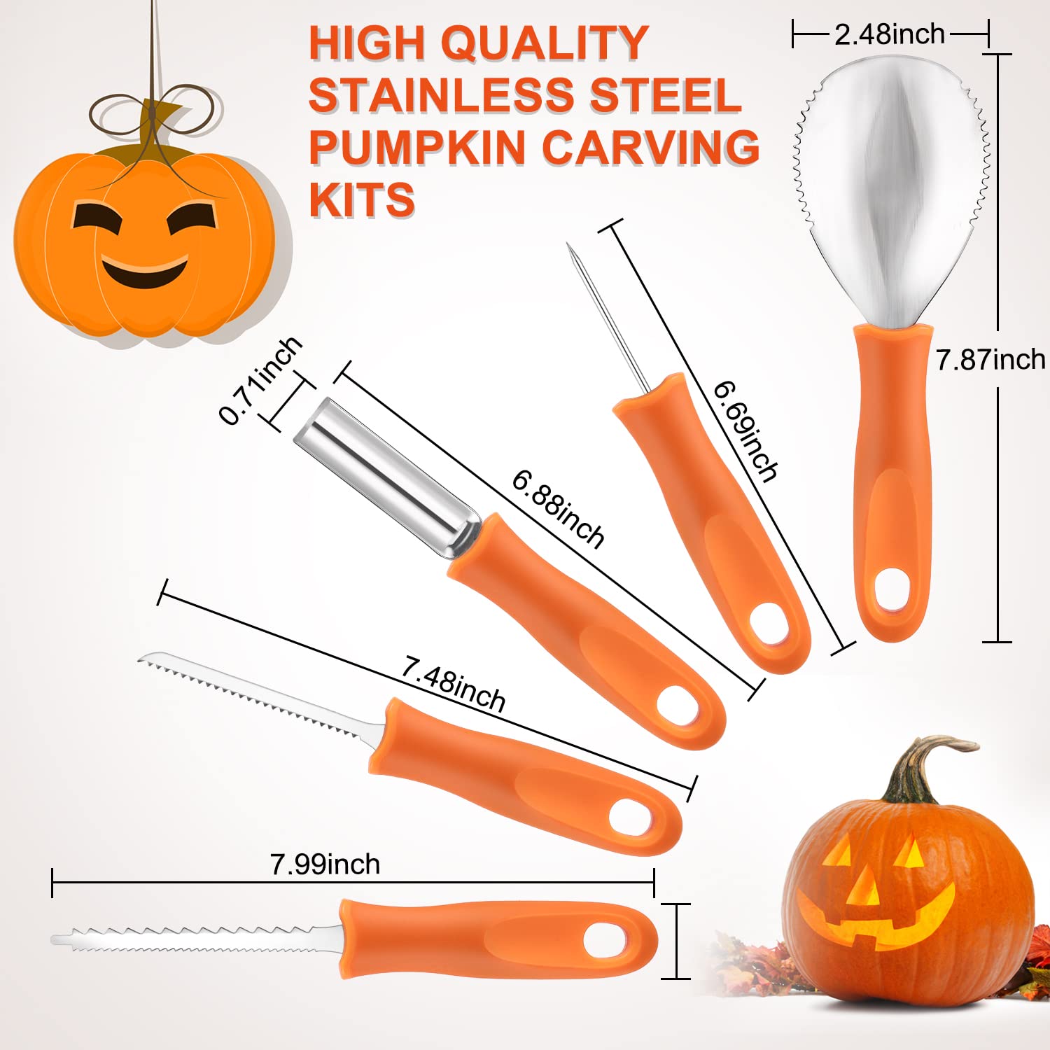 cHRYZTAL Pumpkin carving Kit Tools Halloween, 13PcS Professional Heavy Duty carving Set, Stainless Steel Double-side Sculpting T