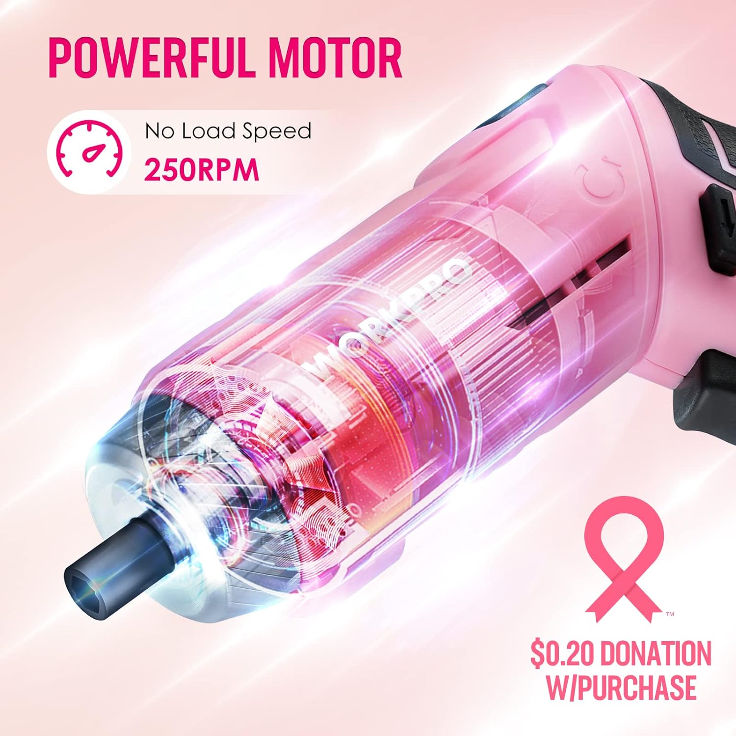 HANGZHOU GREATSTAR INDUSTRIAL  WORKPRO 75-Piece Pink Tools Set, 3.7V Rotatable Cordless Screwdriver and Household Tool Kit, Basic Tool Set with 13&s;&s; Portable