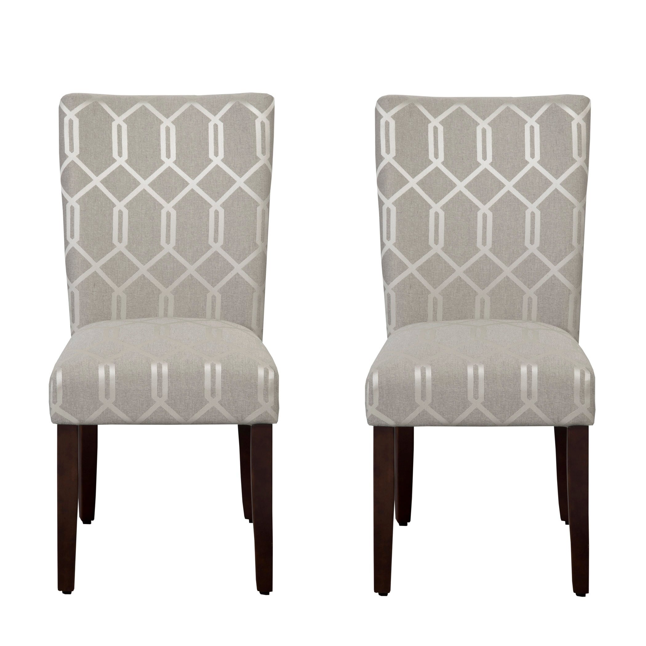 HomePop  Elegance Blue and Cream Parson Chair (Set of 2) Dining Room Home