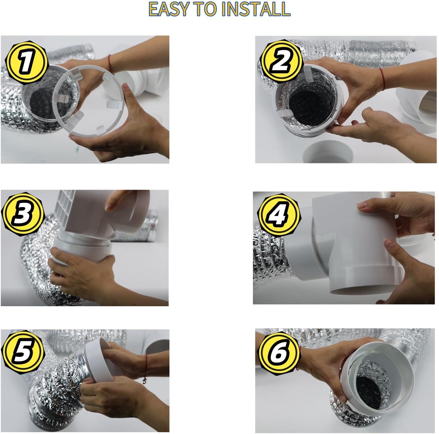 Cenipar Dryer Vent Hose-4 inch Ducting Vent Hose(4 inch 10 feet) with 2 Clamps and STV-90 Dryer Duct Connector Dryer Hose Snap fit 4in