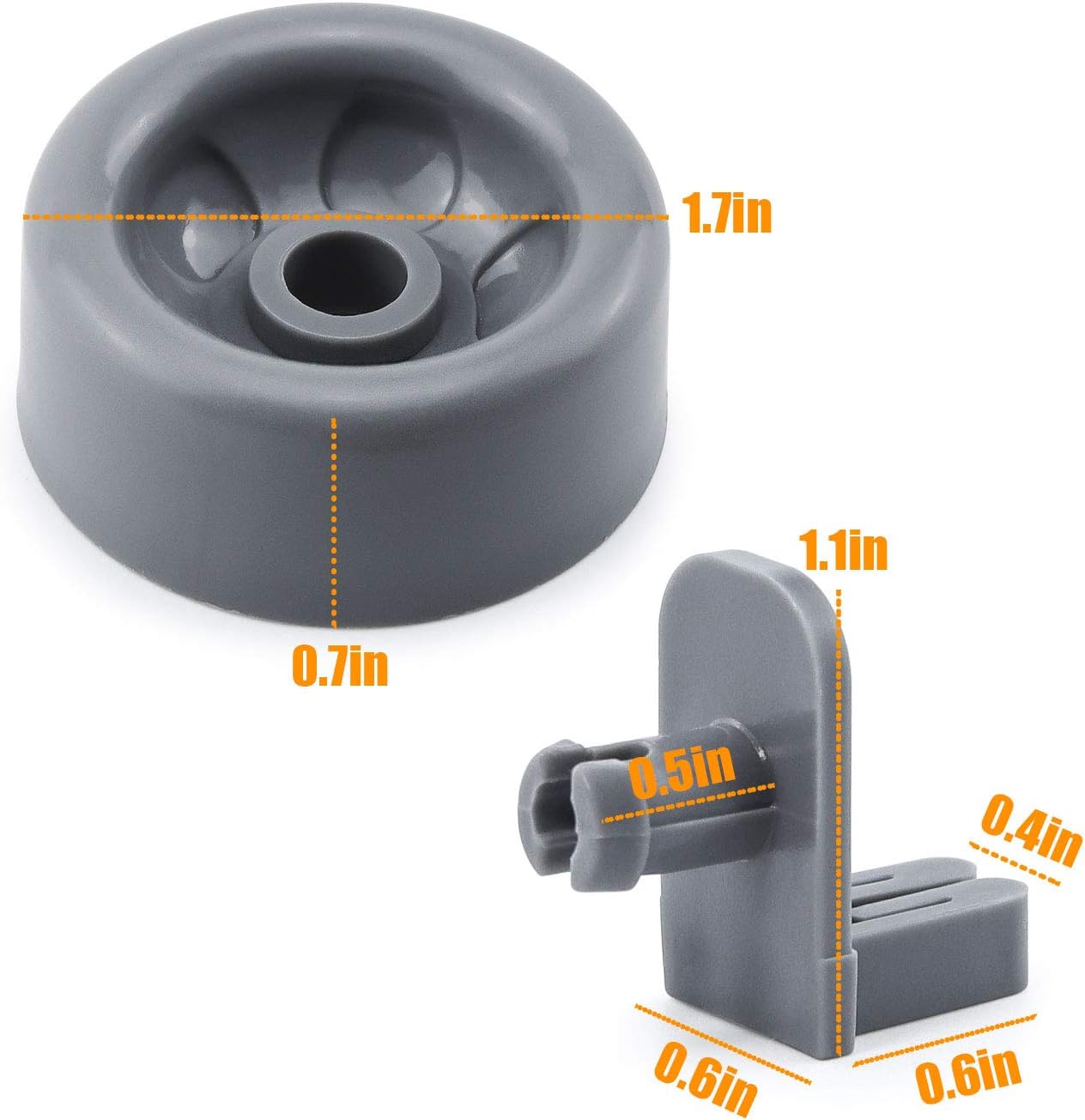 Romalon WD35X21041 Dishwasher Wheels Lower Dishrack Roller Axle Kit WD12X10136 WD12X10277 Replacement for GE Profile Lower Rack Kit 8PC
