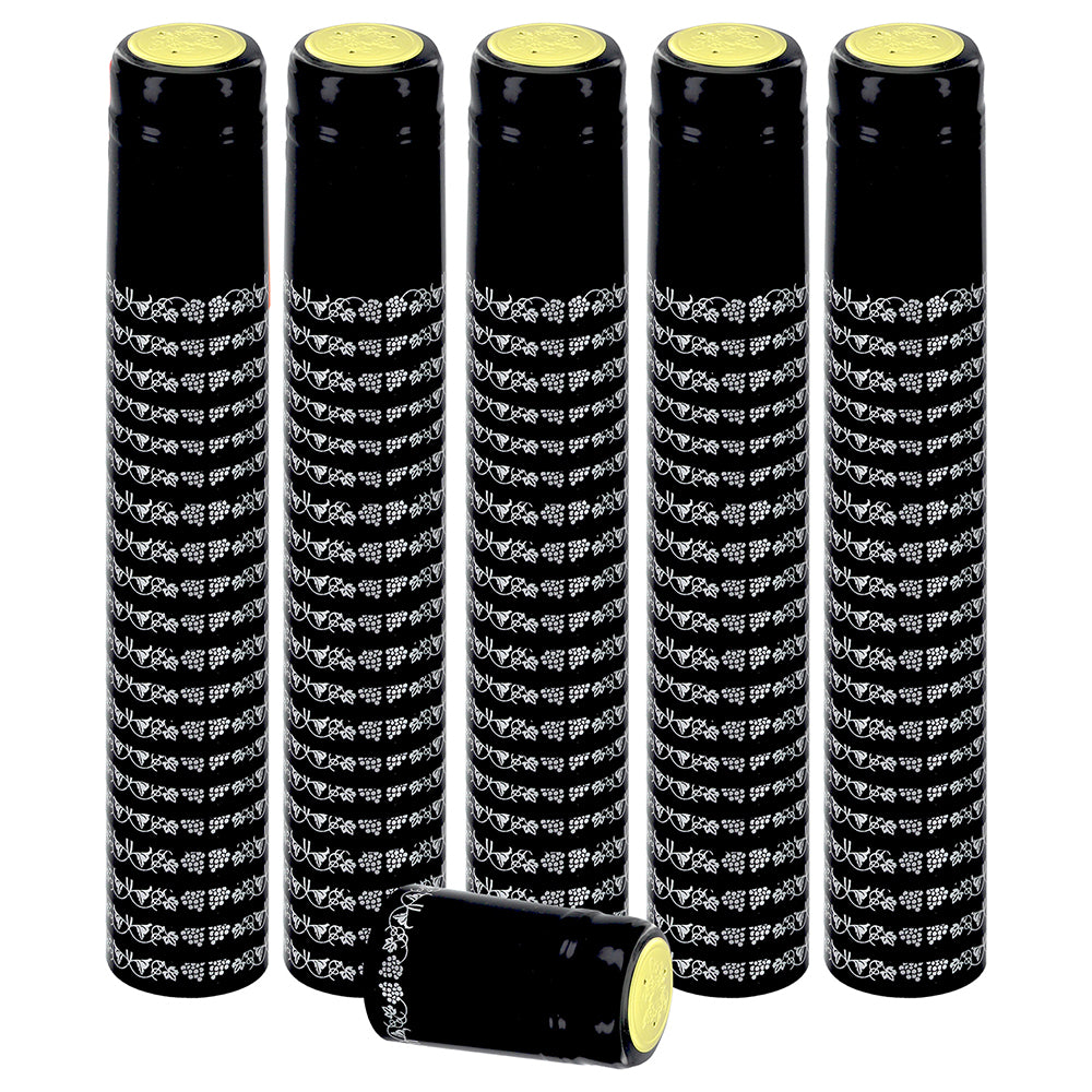 HOME BREW OHIO HOMEBREWOHIO.COM Home Brew Ohio Black With Silver Grapes PVC Shrink Capsules 8000 count