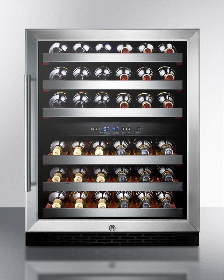 Summit SWC530BLBISTADA 24 Wine Cooler with 46 Bottle Capacity  Digital Thermostat  Factory Installed Lock  in Stainless Steel