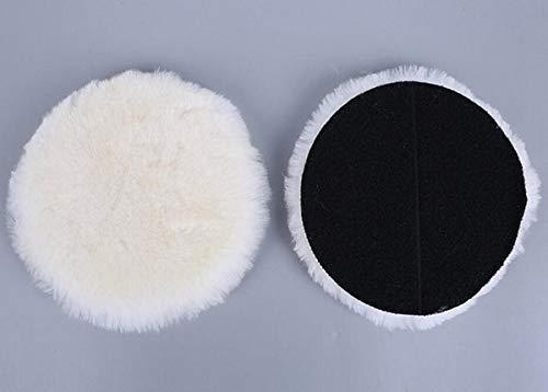 inzoey wool polishing pad 5 inches soft sheepskin buffing pads with hook and loop back wool cutting pad for car, furniture, g