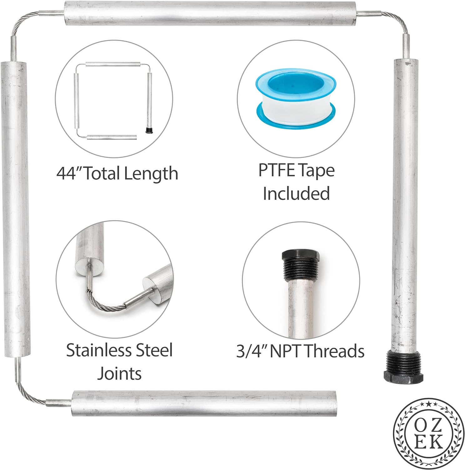 ozek Water Heater Anode Rod &a;#226;&a;#128;&a;#147; Magnesium Flexible Anode Rod for Heater &a;#226;&a;#128;&a;#147; Ho