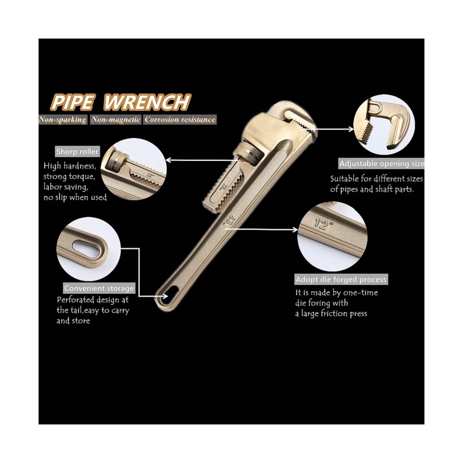 GCP Products Non-Sparking Pipe Wrench 8