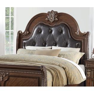 Esofastore Majestic Formal Bedroom Bed California King Size Bed Tufted HB Cherry Veneer / Dark Brown Bedframe 1pc Bedroom Furniture
