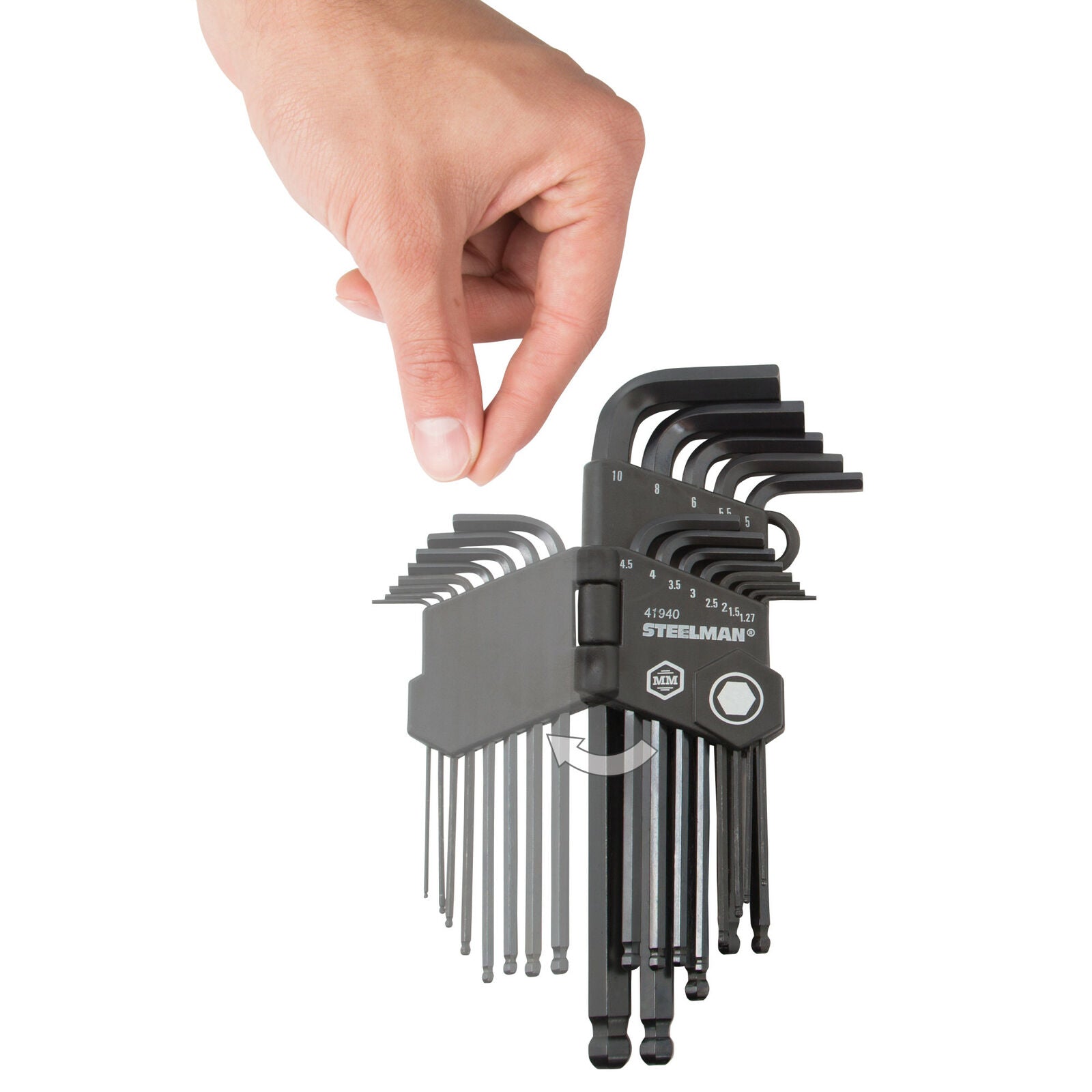 GCP Products 26 Pc Long Arm Ball End Hex Key Allen Wrench Set Sae Metric