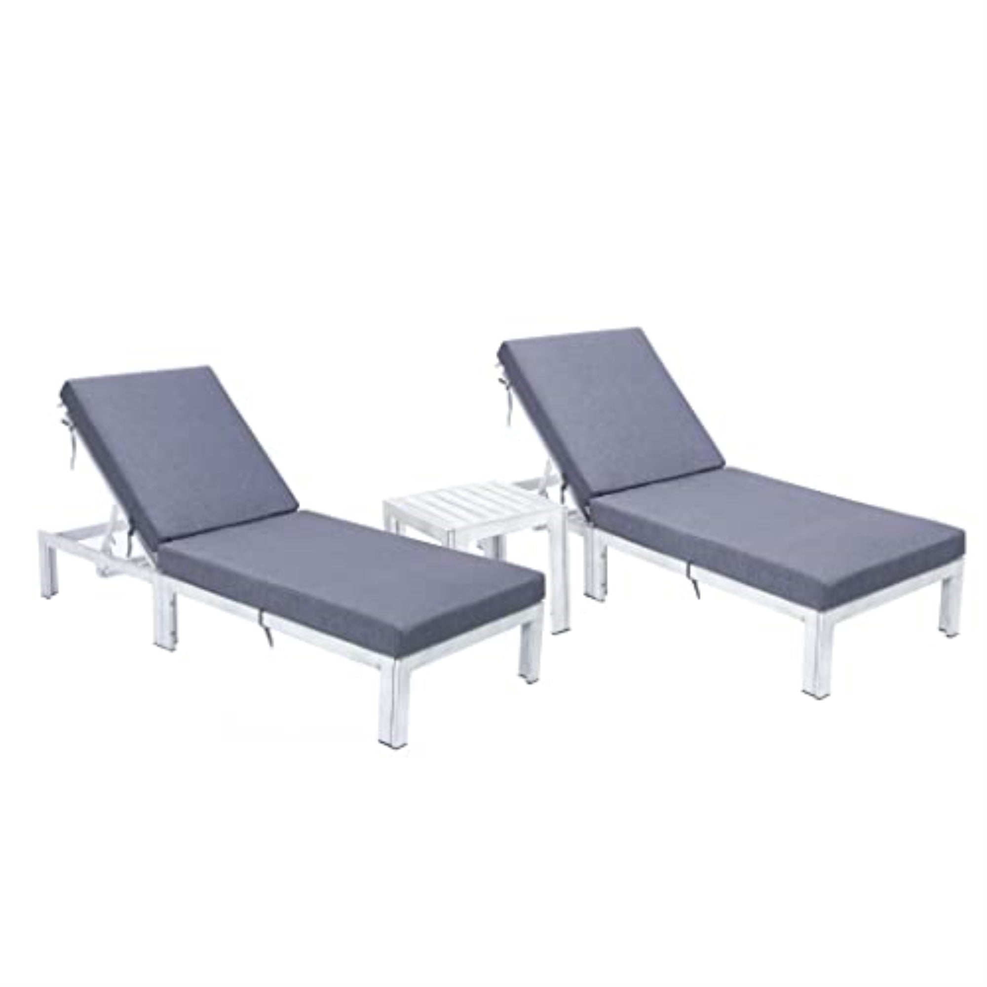 Leisuremod CLWGR-77BL2 330 lbs Chelsea Modern Outdoor Weathered Grey Chaise Lounge Chair with Cushions&a;#44; Black - Set of 2
