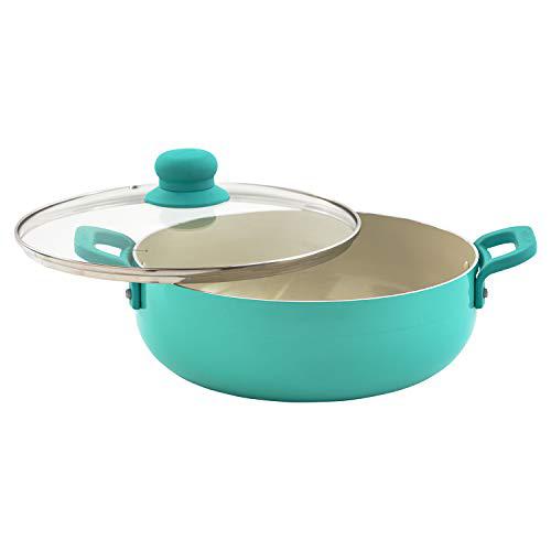 imusa usa, t caldero (dutch oven) with glass lid ceramic interior 3.2-quart, teal