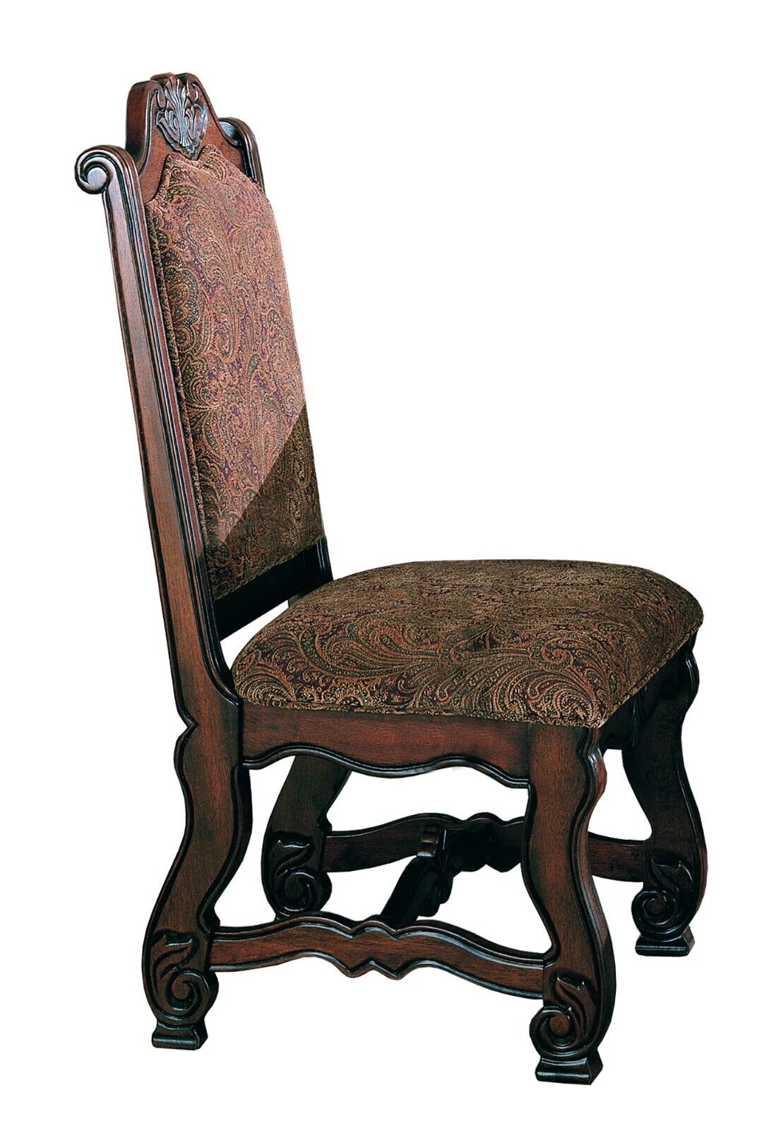 Esofastore Traditional Formal 9pc Dining Set Carved Solid Wood Extendable Table Chairs Cherry Brown Finish