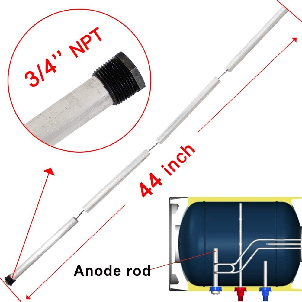 Chudeng Magnesium Flexible Water Heater Anode Rod- Magnesium Anode Rod for Hot Water Heaters, 44 Inch Long, 0.8 Inch Diameter, 3/4 Npt