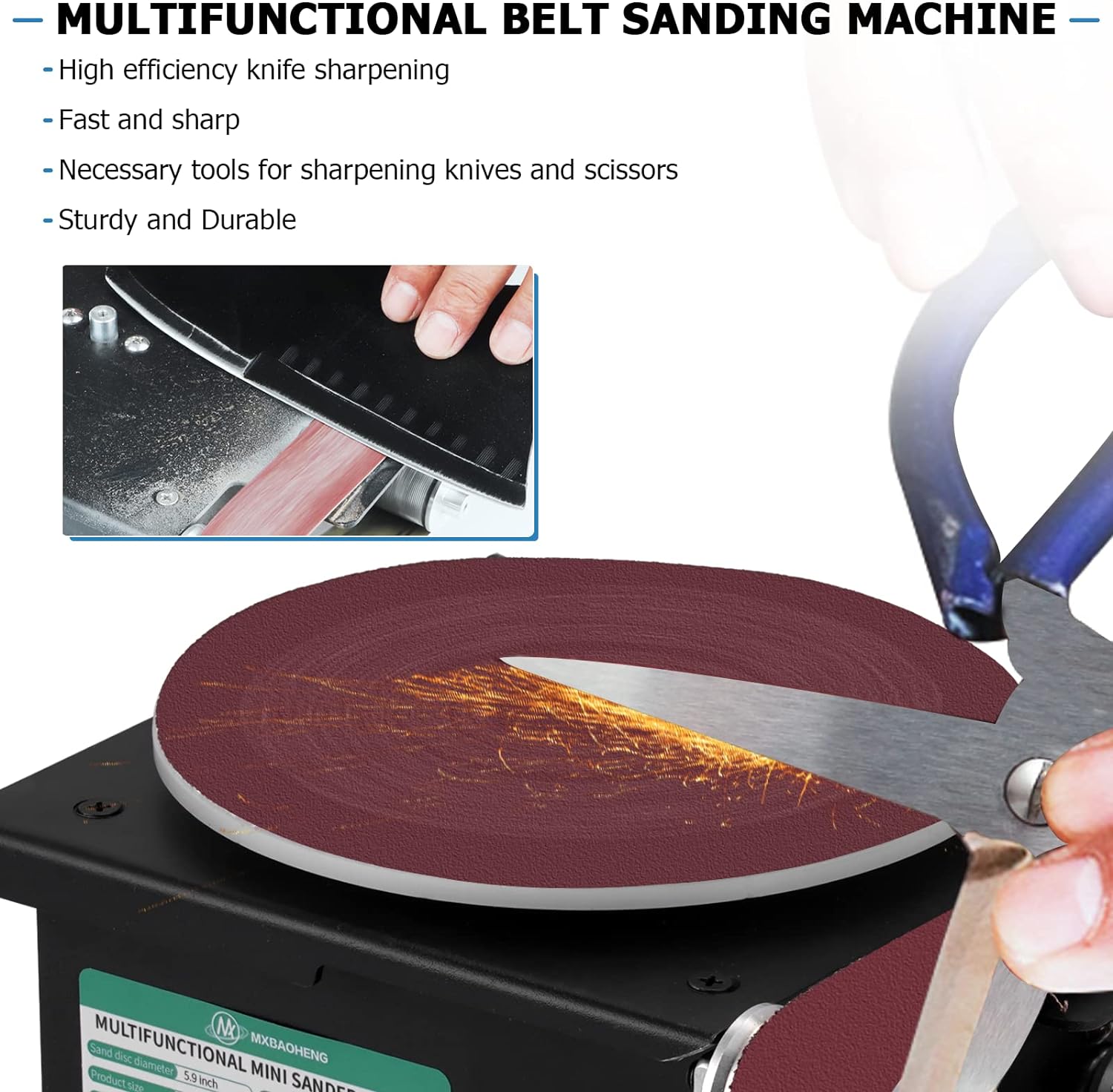MXBAOHENG Mini Disc Sander 6-Inch Electric Mini Belt Sander 1.2-Inch by 15-Inch, Small Sanding Belt Machine for Wood Crafts Metal Stone G