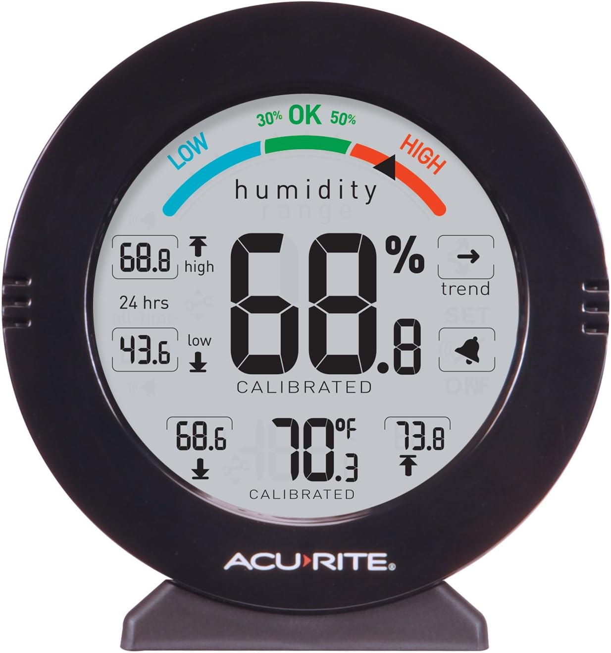 AcuRite 01080M Pro Accuracy Temperature and Humidity Gauge with Alarms, Black